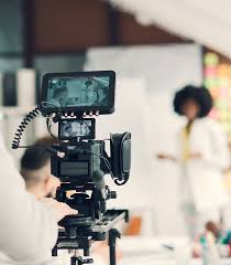 A camera on a gimbal recording a video